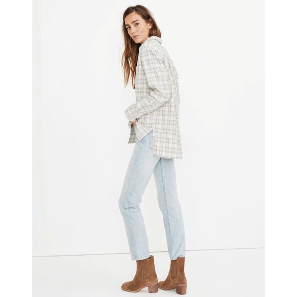 MADEWELL Ex-Boyfriend Corduroy Plaid Flannel Shirt MC063 Small Oversized Baggy - Picture 3 of 16